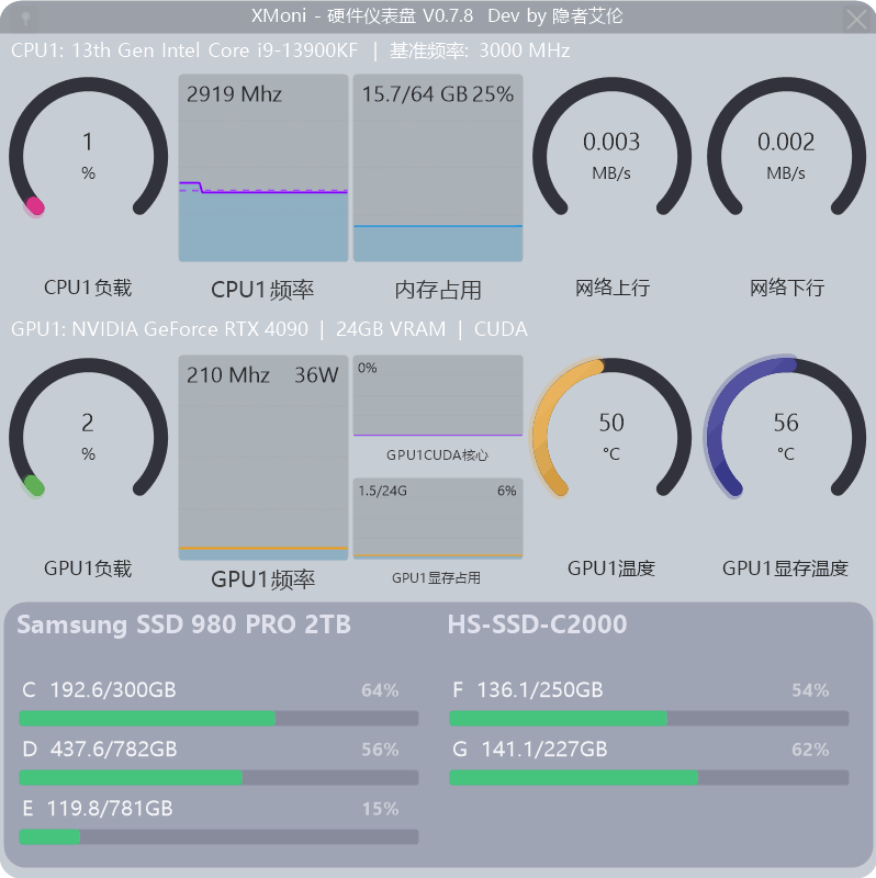 XMoni V0.7.9 运行截图